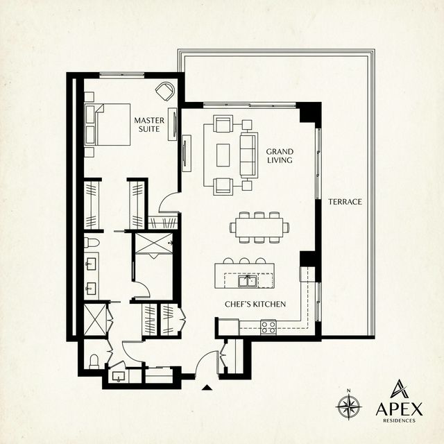 Floor plan for The Skyline Penthouse
